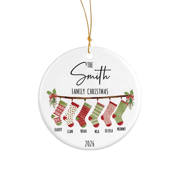 Personalized Family Christmas Ceramic Ornament for Family Christmas Gift