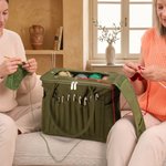 Borsa portalavoro grande in tela personalizzata, con foto a cartone animato, tasche per ferri, manico e nome - Regalo di compleanno per creative