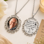 Personalised Cardinal Butterfly Olive Branch Border Photo Necklace with Engraved Text Dainty Jewellery Memorial Sympathy Gift for Loss of Loved One
