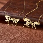 Personligt halsband med hästform och namn | Smycken i sterlingsilver, födelsedagspresent till kvinnor som älskar ridning