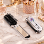 Personalised Birth Flower 2-In-1 Foldable Makeup Mirror Hair Brush with Name Travel Daily Use Birthday Gift for Mothers Women Girls