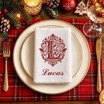 Personalized Moroccan Style Initial Monogram Napkin with Name Holiday Table Decor Christmas Dinner Gift for Family Friend