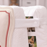 Individuell gestaltetes, weiches Zierkissen in Form eines Vintage-Herzens mit Pfotenabdruck und Foto Ihres Haustieres, mit Namen und Text – ein Geburtstags-, Weihnachts- oder Festtagsgeschenk für Tier