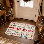Personalisierte Weihnachts-Wortwolke Fußmatte | mit Namen & Text | Rutschfester Türvorleger | Weihnachten Geschenk für Familie