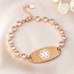 Personalized Cubic Zirconia Medical Alert ID Bracelet with Engraved Text Emergency Gift for Diabetes Allergies Epilepsy