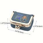 Personalized Birth Flower Cartoon Character Photo Portable PU Leather Mini Jewelry Case with Kiss Lock and Name Daily Use Birthday Gift for Women