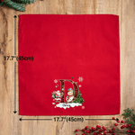Serviette de table de Noël personnalisée « Père Noël et bonhomme de neige » en 100 % coton résistant, avec prénom et initiale – Cadeau de Noël pour la famille et les amis
