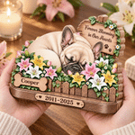Décoration en bois personnalisée à plusieurs niveaux, avec photo de votre animal endormi, motif floral, nom et année – Décoration de bureau, cadeau de condoléances et souvenir pour les propriétaires e