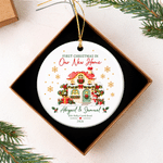 Personalized 3D-Style Art First Christmas in Our New Home Ceramic Ornament with Name Address and Year Home Decor Christmas Gift for Family Friends
