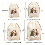 Personalized Santa Claus Snowman Christmas Tree Drawstring Canvas Gift Bag with Name and Initial Christmas Gift for Kids Family