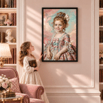 Personalized Classicism Oil Painting Style Kid Photo Canvas Prints with Name Home Decor Birthday Gift for Boys Girls