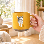 Tasse à café en céramique personnalisée avec portrait d'animal de compagnie à l'aquarelle et prénom – Cadeau d'anniversaire pour un usage quotidien destiné aux propriétaires d'animaux et aux amoureux 