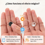 Pulsera ajustable personalizada con foto oculta que se revela con calor y texto grabado regalo de cumpleaños o aniversario para mujeres y hombres