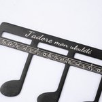Marque-page en acier inoxydable personnalisé avec texte gravé - Design de note de musique - Cadeau idéal pour les musiciens
