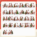 Personalized Santa Claus Snowman Christmas Tree Drawstring Canvas Gift Bag with Name and Initial Christmas Gift for Kids Family