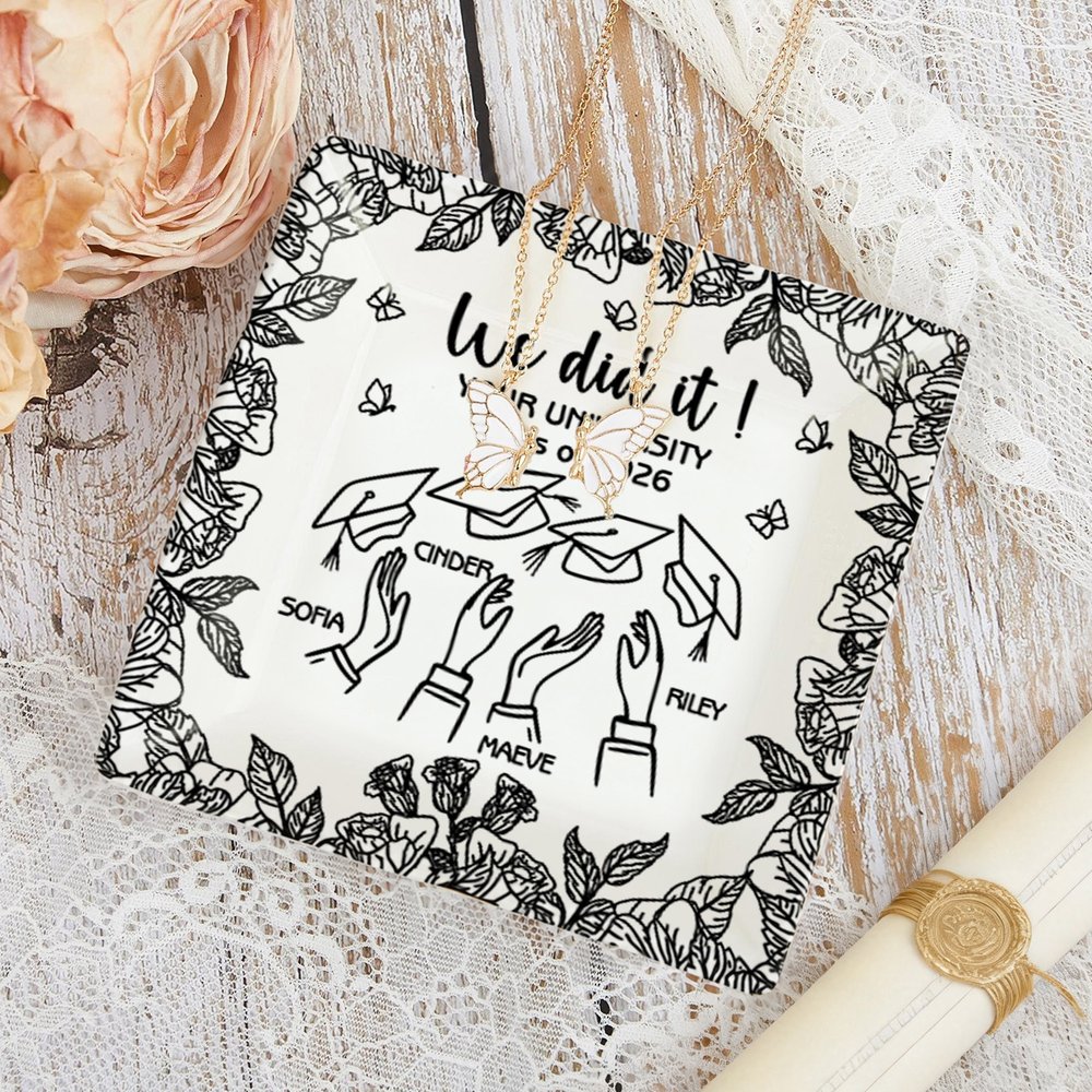 Personalizzato Multicolore Graduation Cap Toss Design Ceramic Trinket Jewelry Dishish con nome e anno Home Decor Graduation Gift per amici laureati 3