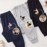 Personalised Multicolour Embroidery Pet Photo Elastic Drawstring Pockets Sports Sweatpants with Name Birthday Gift for Dog Cat Lovers