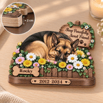 Décoration en bois personnalisée à plusieurs niveaux, avec photo de votre animal endormi, motif floral, nom et année – Décoration de bureau, cadeau de condoléances et souvenir pour les propriétaires e