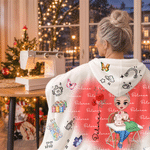 Personalized Birth Flower Cartoon Sewing Character Soft Hooded Blanket with Name Birthday Christmas Gift for Sewing Lovers