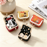 Personalized Birth Flower Cartoon Character Photo Portable PU Leather Mini Jewelry Case with Kiss Lock and Name Daily Use Birthday Gift for Women