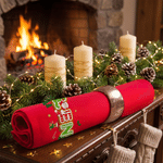 Personalisierte Weihnachtsserviette mit Weihnachtsmann, Rentier und Süßigkeiten-Weihnachtsbaum-Motiv – schnell saugfähig, aus 100 % Baumwolle, mit Namen – Weihnachtsgeschenk für Freunde
