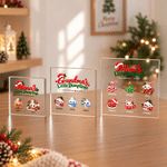 Personalized Christmas Theme Small Dumplings Big Love Square Acrylic Plaque with 2-6 Names Home Decor Christmas Gift for Grandma Family