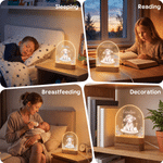 Lampada da notte LED personalizzata con versetto cristiano sull’agnello, base in legno e nome: ideale per la cameretta del bambino, regalo di compleanno per neonati