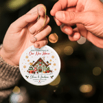 Personalized 3D-Style Art First Christmas in Our New Home Ceramic Ornament with Name Address and Year Home Decor Christmas Gift for Family Friends