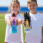 Personalized Soccer Character Silhouette Name Gradient Sports BPA-free Water Bottle with Flip Top Lid Gym Birthday Gift for Kid Teenager Soccer Lover