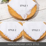 Personalised Wedding Floral Lace 100% Cotton Handkerchief with Name and Date Something Blue Bridal Shower Gift for Brides