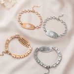 Personalized Cubic Zirconia Medical Alert ID Bracelet with Engraved Text Emergency Gift for Diabetes Allergies Epilepsy