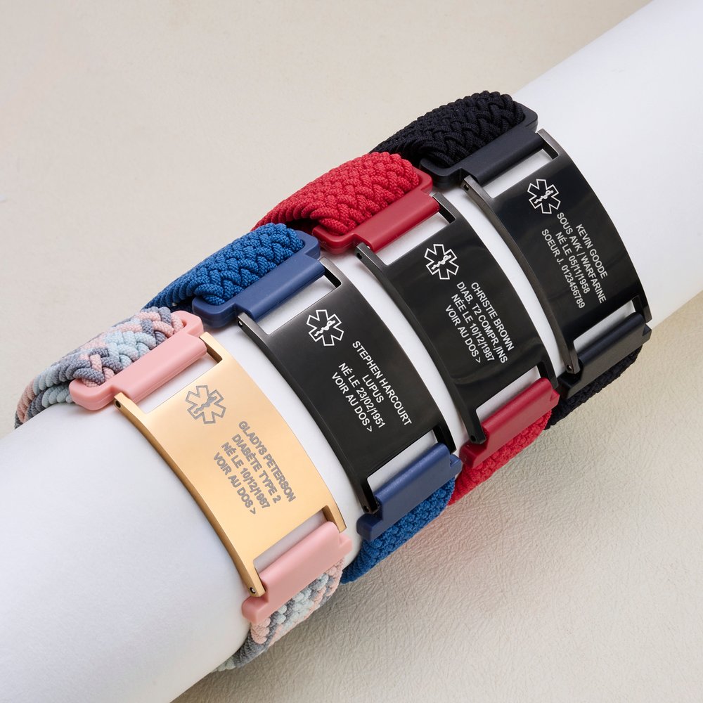 Bracelet d'identification personnalisé avec message d'alerte médicale - Bracelet réglable à fermoir magnétique - Cadeau pour seniors et malades 2