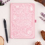 Personalised Western Style Floral PU Leather Journal Notebook with Name and Pen Daily Use Birthday Gift for Cowgirl Cowboy