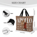 Personalized Trendy Comic Style Photo Large Capacity Tote Bag with Name and Zipper Daily Use Travel Birthday Gift for Pet Owners Lovers