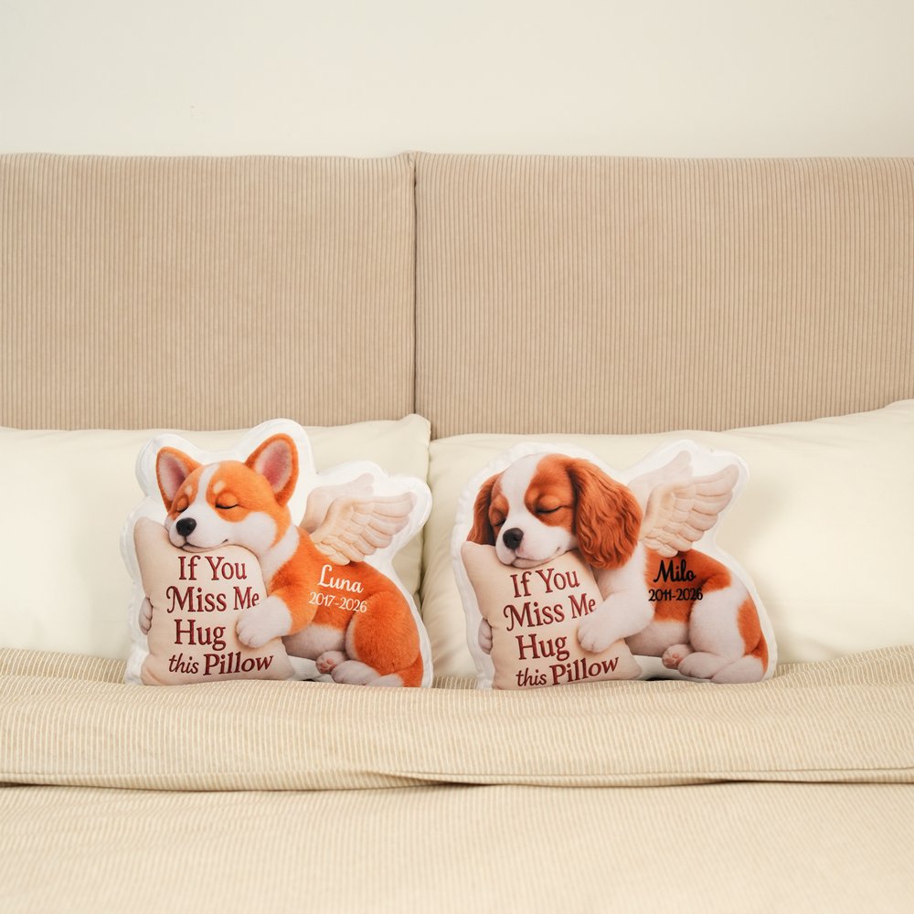 Personalized Sleeping Pet Photo Angel Wing Soft Throw Pillow with Name and Year Home Decor Pet Loss Memorial Sympathy Gift for Dog Cat Owners 3