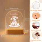 Lampada da notte LED personalizzata con versetto cristiano sull’agnello, base in legno e nome: ideale per la cameretta del bambino, regalo di compleanno per neonati