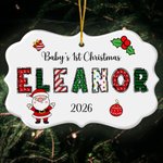 Ornement de Noël personnalisé Père Noël Alphabet Élément de Noël Forme irrégulière Ornement en céramique avec nom Cadeau de Noël pour la famille Amis