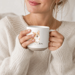 Tasse à café en céramique personnalisée avec portrait d'animal de compagnie à l'aquarelle et prénom – Cadeau d'anniversaire pour un usage quotidien destiné aux propriétaires d'animaux et aux amoureux 