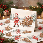 Personalized Christmas Theme Illustration Style Photo Greeting Card with Text Christmas Holiday New Year Gift for Family Friends