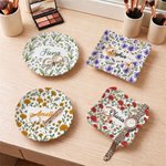 Personalised Watercolor Birth Flower Ceramic Trinket Jewellery Dish with Name Home Decor Birthday Gift for Mum Woman Friend