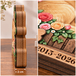 Décoration en bois personnalisée à plusieurs niveaux, avec photo de votre animal endormi, motif floral, nom et année – Décoration de bureau, cadeau de condoléances et souvenir pour les propriétaires e