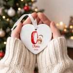 Personalized Teddy Bear Initial Ceramic Christmas Ornament with Name and Year Ribbon Home Decor Baby's First Christmas Gift for Kids Family