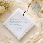 Personalised Handwritten Photo Lace Cotton Wedding Handkerchief Wedding Keepsake Gift for Bride