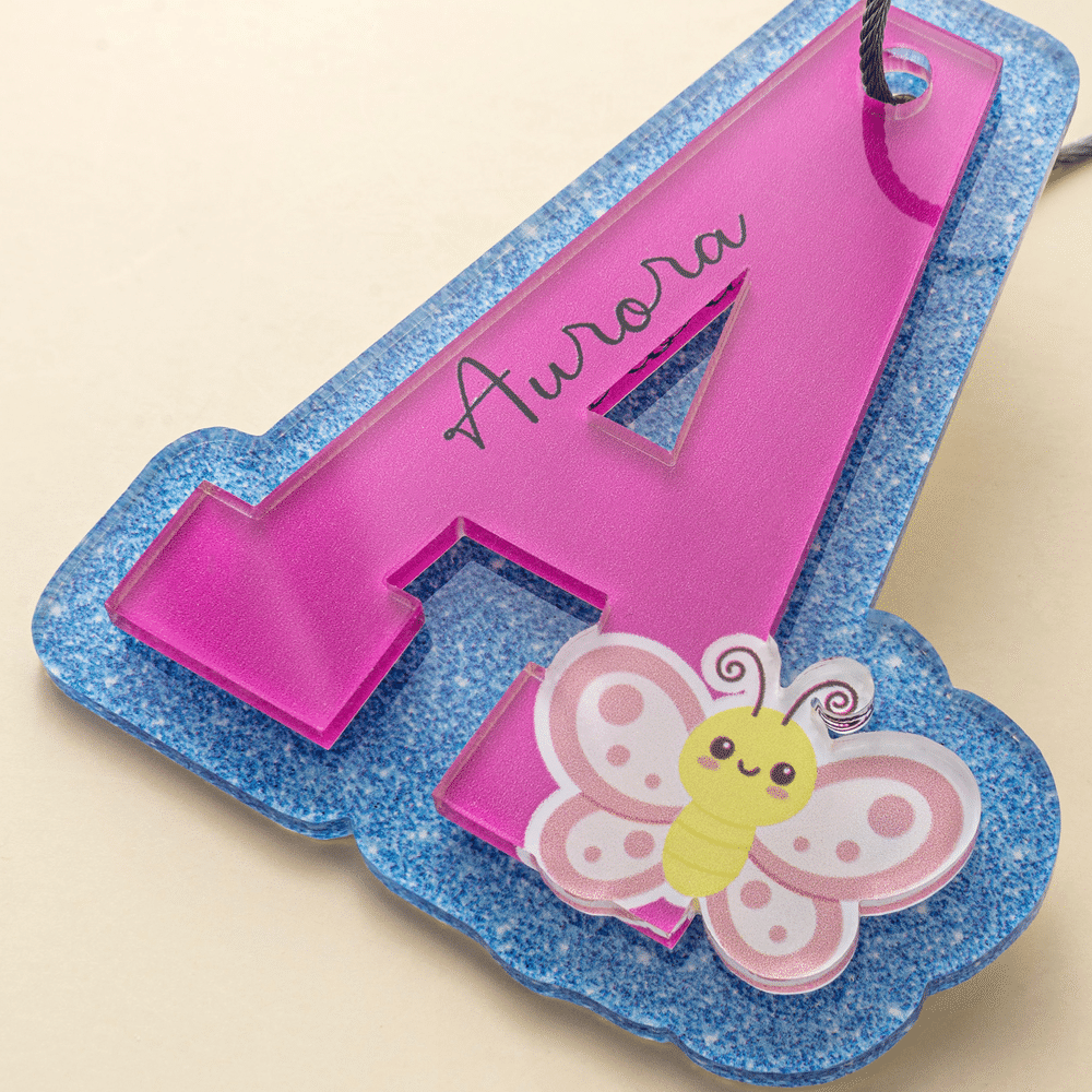 Personalised Multicolour Animal Bee Deer Alphabet Patterns Acrylic Bag Tag with Name Bag Use Birthday Gift for Students Kids 5