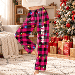 Personalised Christmas String Light Faux-Ripped Buttock Plaid Soft Pyjama Pants with Name Christmas Gift for Family Kids
