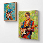 Personalized Guitar Performance Oil Painting Style Photo Canvas Prints with Name Home Decor Ship from USA Birthday Gift for Music Lovers