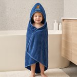 Toalla de baño con capucha, superabsorbente, bordada y personalizada con dibujos animados de animales (elefante y oso), con el nombre del bebé; regalo para el baby shower, ideal para recién nacidos y  2