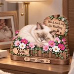Personalisierte Haustier Gedenktafel aus Echtholz | mit Namen & Datum | Tischdeko in 3D-Optik | Beileidsgeschenk für Hundebesitzer & Katzenfreunde