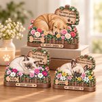 Personalisierte Haustier Gedenktafel aus Echtholz | mit Namen & Datum | Tischdeko in 3D-Optik | Beileidsgeschenk für Hundebesitzer & Katzenfreunde