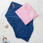 Toalla de baño con capucha, superabsorbente, bordada y personalizada con dibujos animados de animales (elefante y oso), con el nombre del bebé; regalo para el baby shower, ideal para recién nacidos y  1